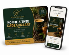 Afbeelding van de digitale koffie en thee cadeaukaart van Wagemakers, perfect voor koffieliefhebbers.