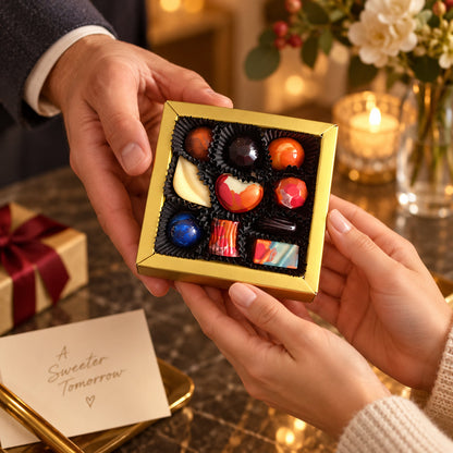Luxe cadeaudoos met 10 handgemaakte bonbons