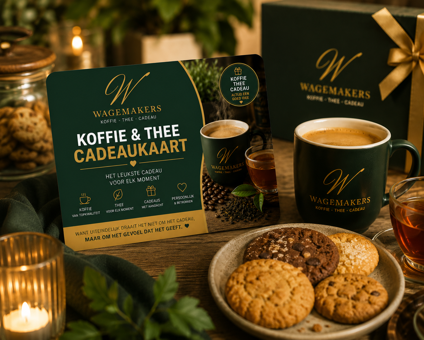 Geef een digitale koffie en thee cadeaukaart cadeau. Kies online uit premium koffie, luxe thee en bijzondere cadeaus bij Wagemakers Koffie Thee Cadeau.