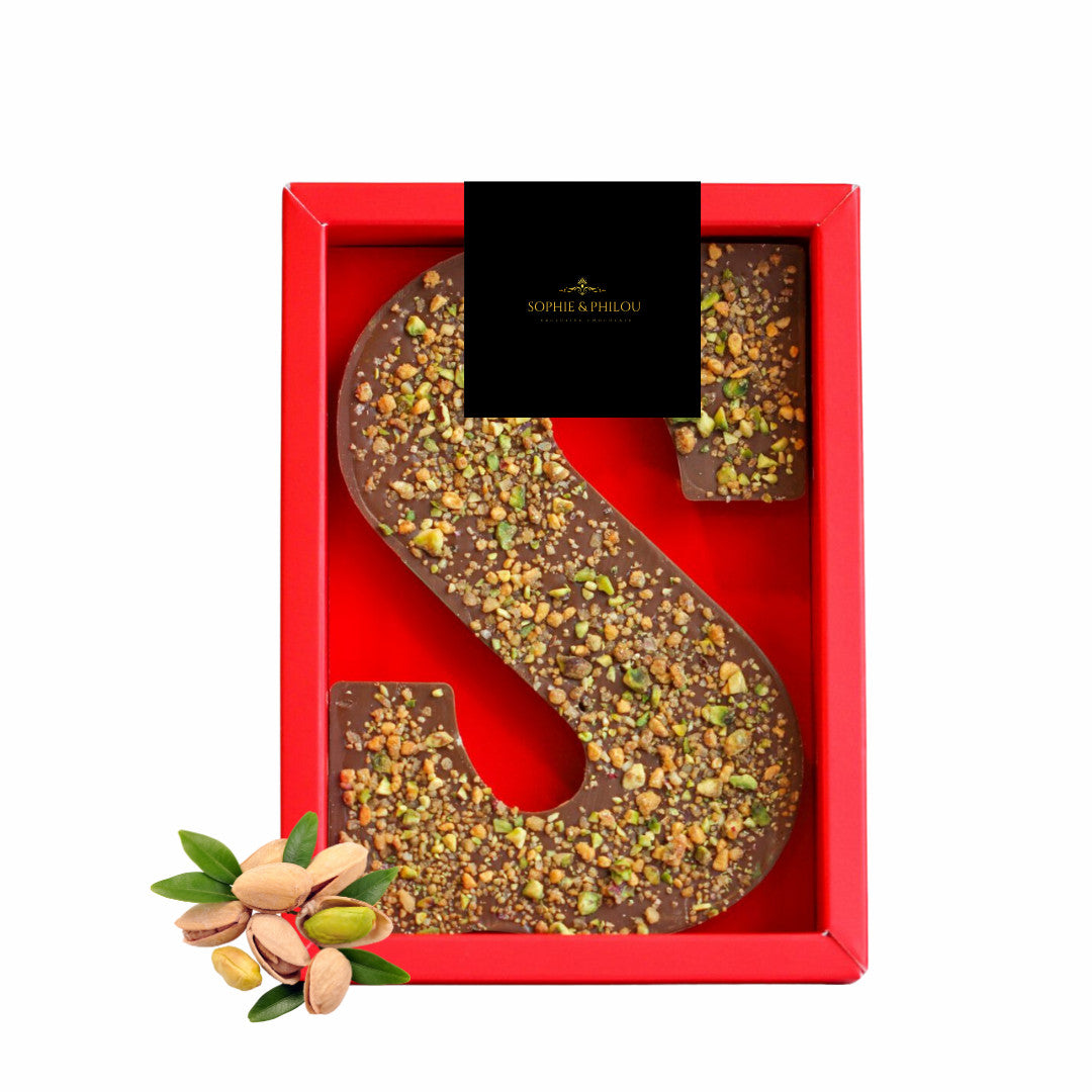 Dubai chocoladeletter S met pistache en crunchy kadayif