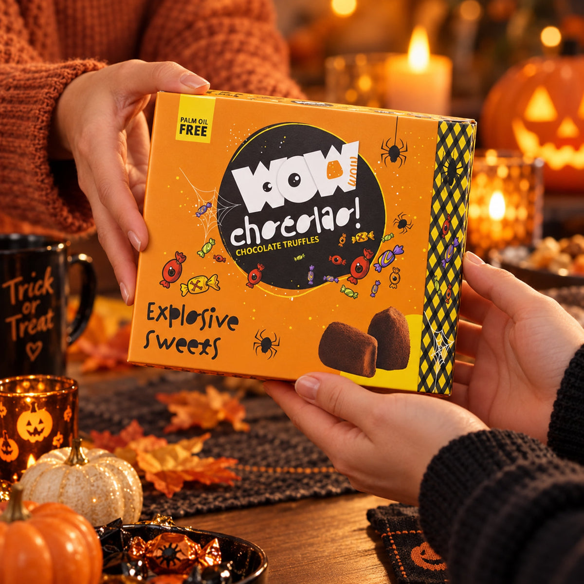 Exploding Sweets chocoladetruffels voor Halloween en medewerkers