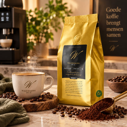 Gemalen filterkoffie van Wagemakers in sfeervolle koffie setting