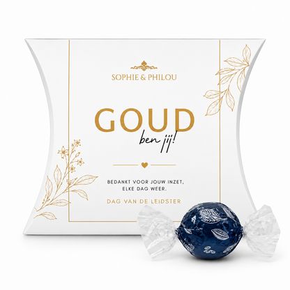 Goud ben jij chocoladebedankje voor de Dag van de Leidster