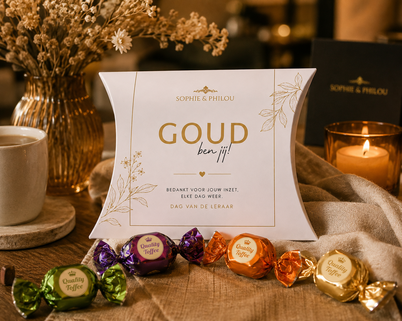 Luxe Goud ben jij toffeebedankje in cadeauverpakking