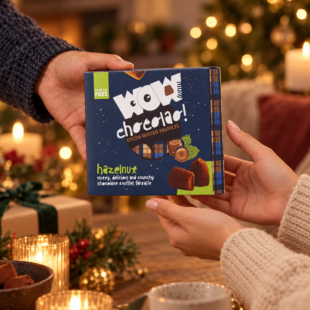 Hazelnoot chocoladetruffels cadeau voor leraar Sinterklaas en Kerst