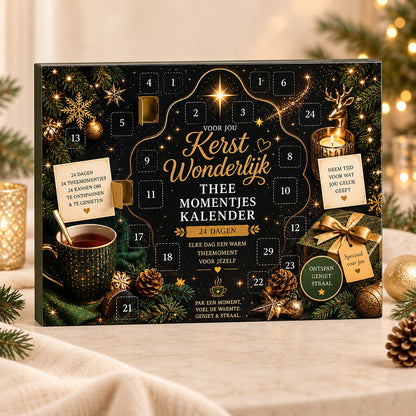 Kerst Wonderlijk Thee Momentjes Kalender 24 dagen magie op rustige sfeervolle productachtergrond