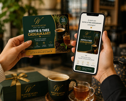 Koffie en thee cadeaukaart als flexibel Sinterklaas cadeau voor medewerkers en relaties