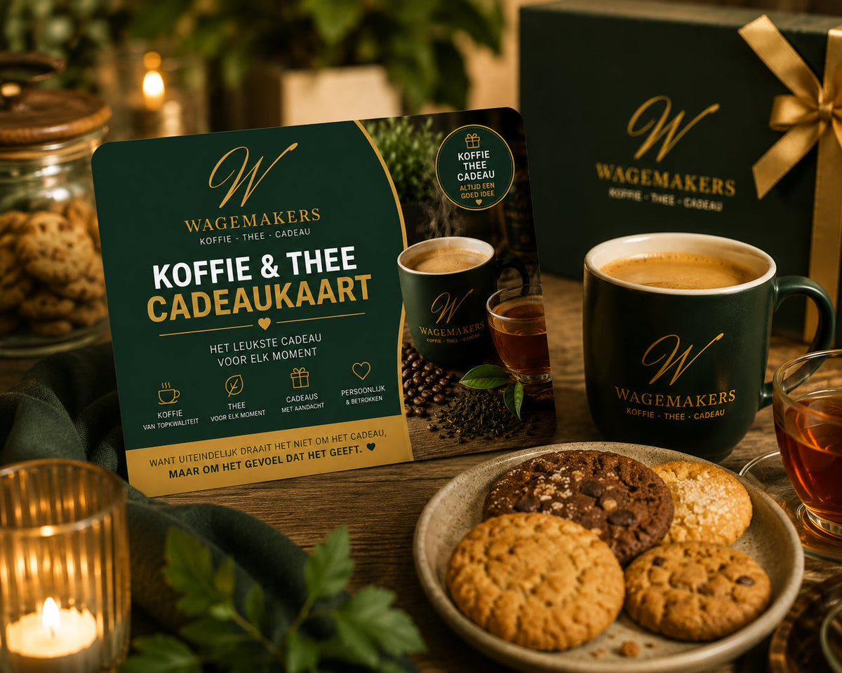 Wagemakers koffie en thee cadeaukaart voor een persoonlijk Sinterklaas cadeau