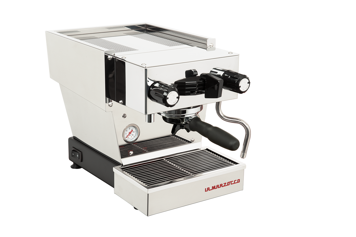 La Marzocco Linea Micra RVS espressomachine, driekwart vooraanzicht