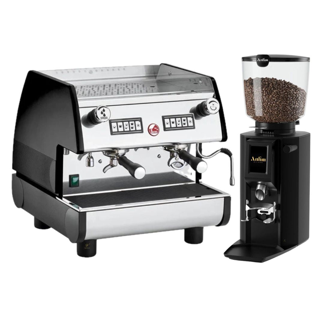 La Pavoni espressomachine met twee pistons en professionele koffiemolen