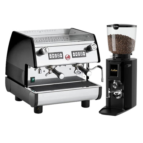 La Pavoni espressomachine met twee pistons en professionele koffiemolen