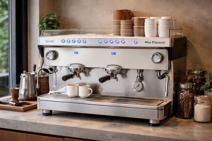 La Pavoni Geniale espressomachine in een professionele barista-opstelling
