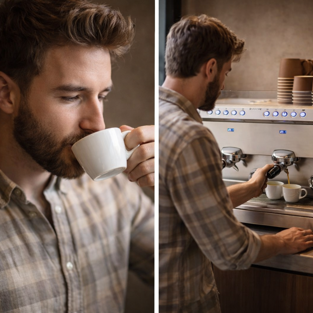 La Pavoni Geniale espressomachine in een stijlvolle koffieomgeving