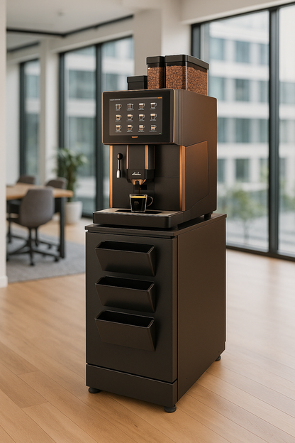 Interieur en opbergruimte van de onderkast voor koffiemachines