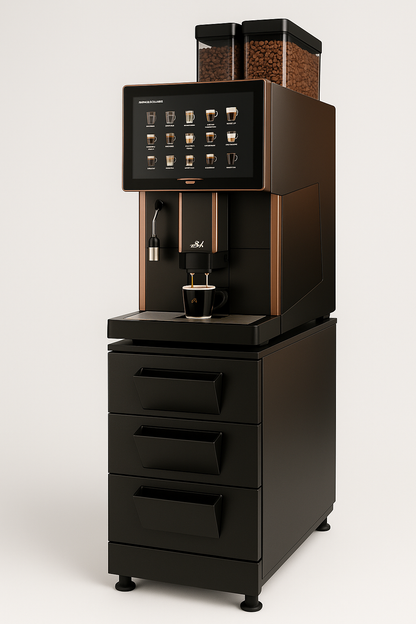 Onderkast onder een zakelijke koffiemachine