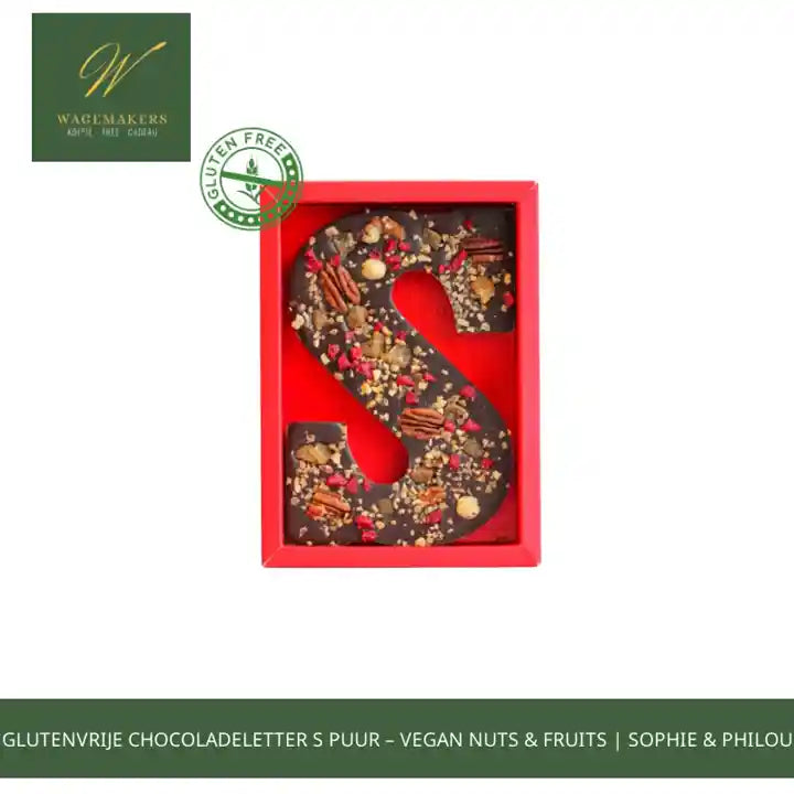 Glutenvrije Chocoladeletter S Puur &ndash; Vegan Nuts &amp; Fruits | Sophie &amp; Philou by@Outfy