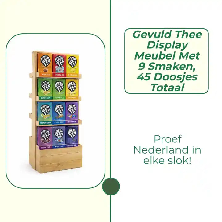 Gevuld Thee Display Meubel met 9 smaken, 45 doosjes totaal by@Outfy