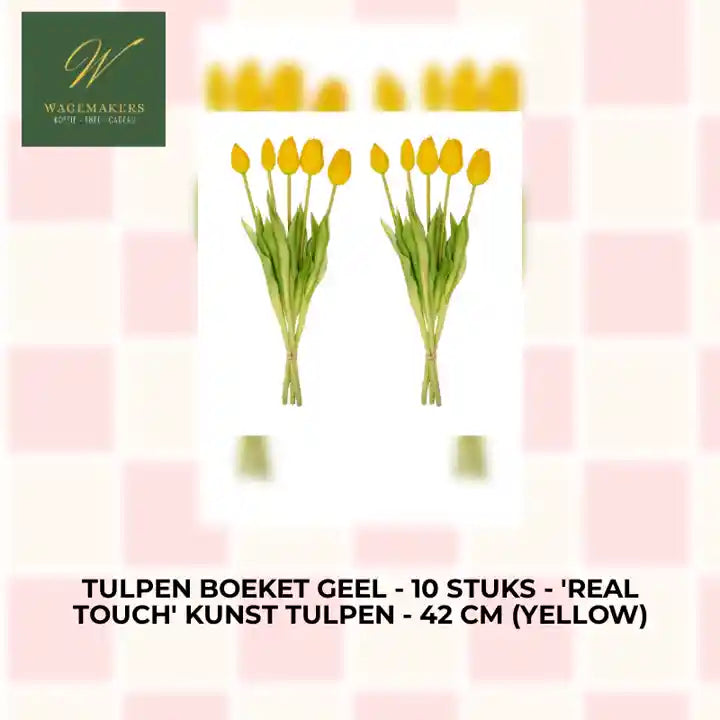 Tulpen boeket Geel - 10 stuks - 'Real Touch' Kunst tulpen - 42 cm (yellow) by@Outfy