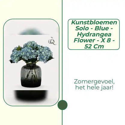 Kunstbloemen Solo - Blue - Hydrangea Flower - x 8 - 52 cm by@Outfy