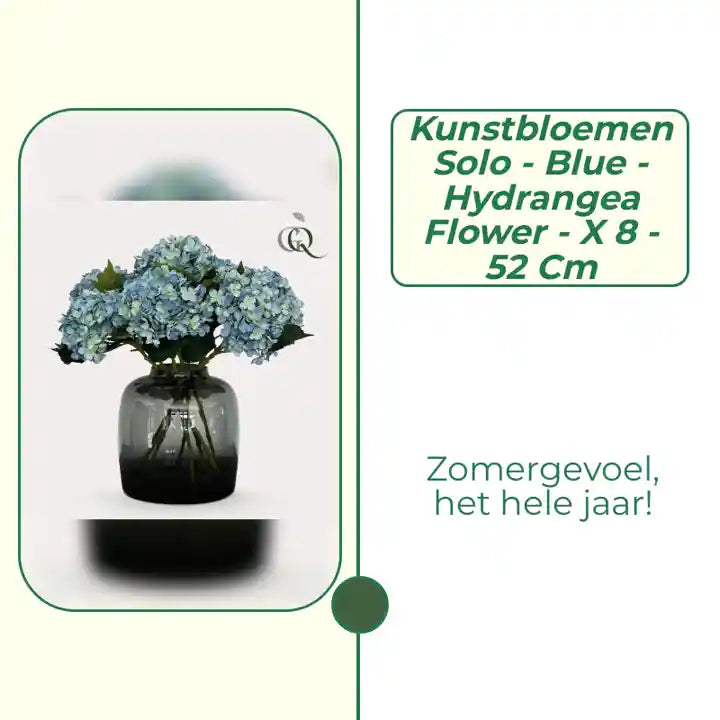 Kunstbloemen Solo - Blue - Hydrangea Flower - x 8 - 52 cm by@Outfy