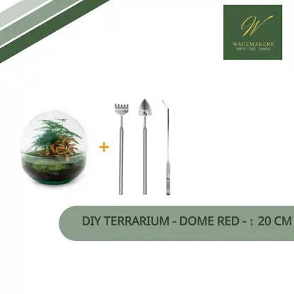 DIY terrarium - Dome Red - ↕ 20 cm - Rake + Shovel + Tweezer by@Outfy