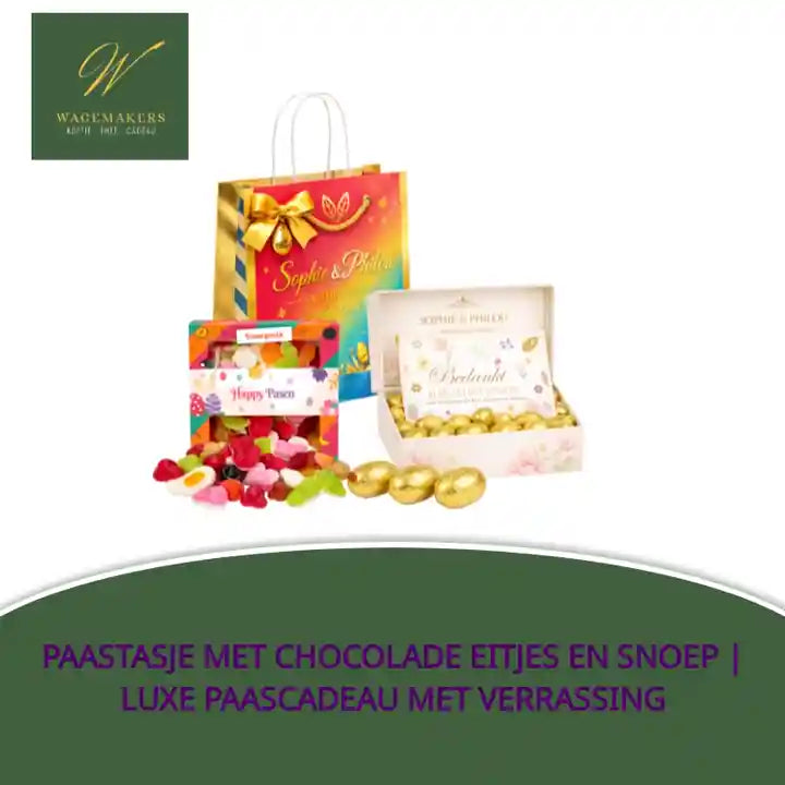 Paastasje met chocolade eitjes en snoep | Luxe Paascadeau met verrassing by@Outfy