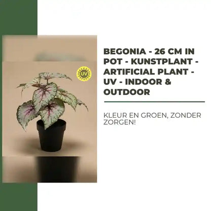 Begonia - 26 cm in pot - Kunstplant - Artificial plant - UV - Indoor &amp; Outdoor by@Outfy