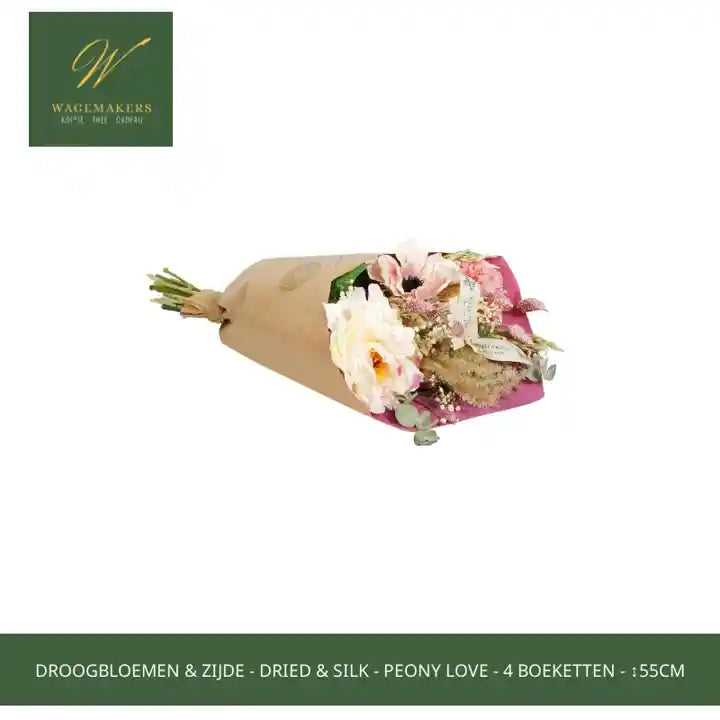 Droogbloemen & Zijde - Dried & Silk - Peony Love - 4 boeketten - ↕55cm by@Outfy