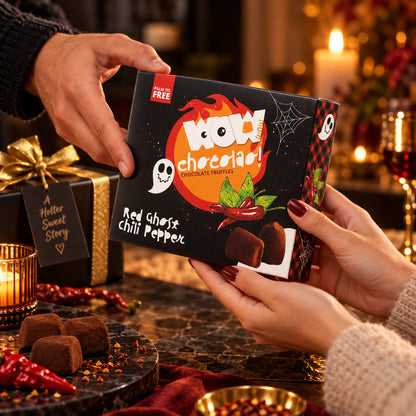 Red Ghost Chili truffelbox 250g pittig Halloween cadeau