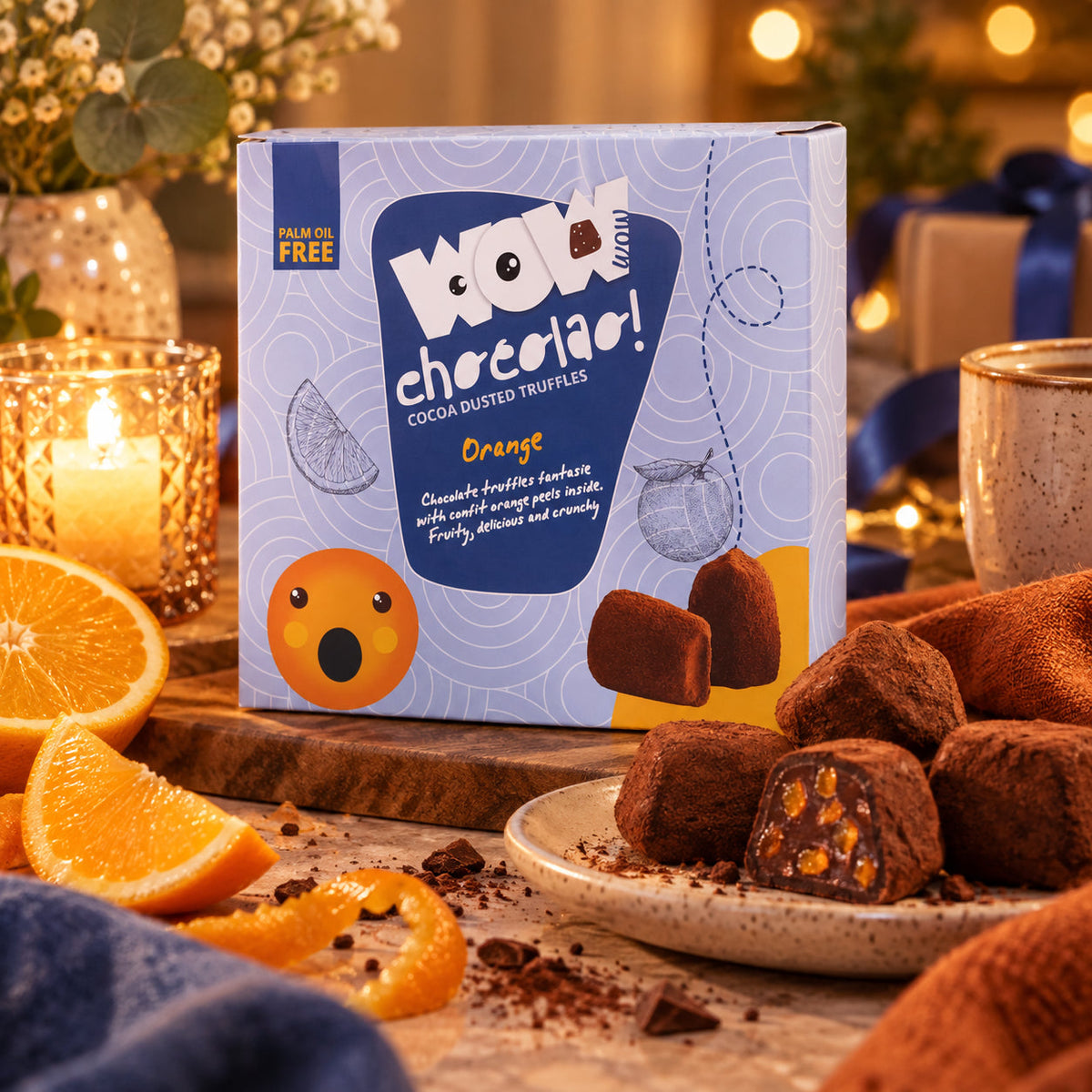 Sinaasappel truffelbox 250g luxe chocoladecadeau