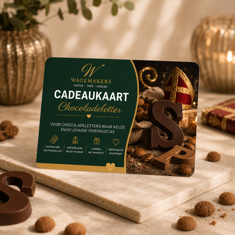 Sinterklaas cadeaukaart voor een chocoladeletter of kruidnoten naar keuze