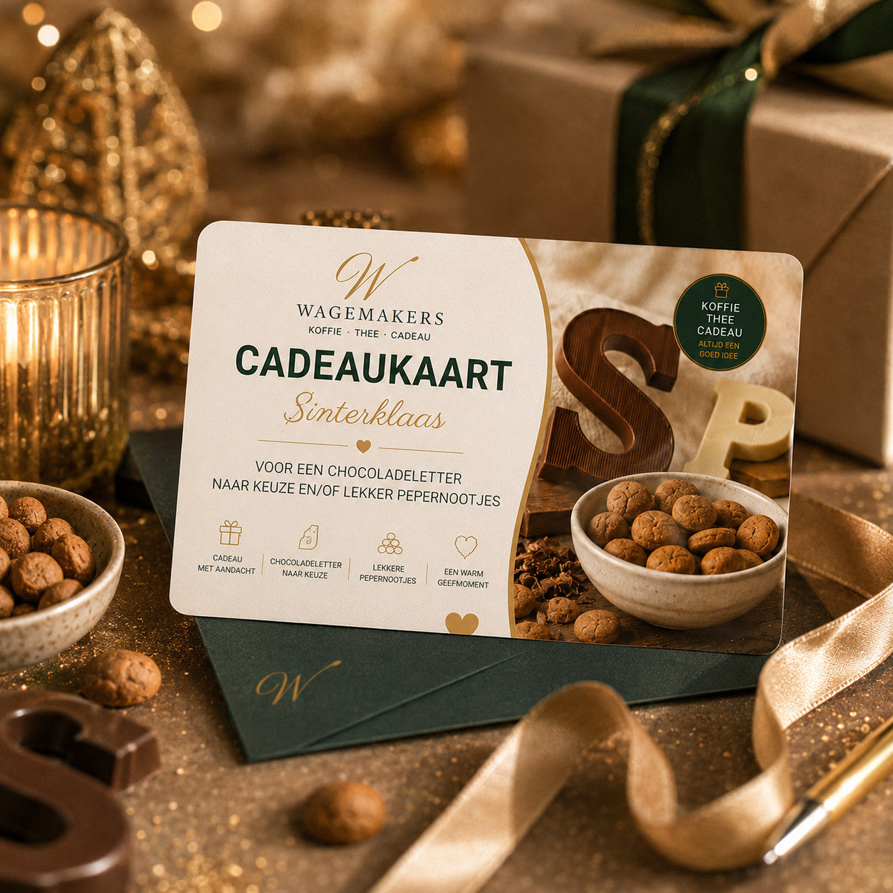 Persoonlijke Sinterklaas cadeaukaart waarmee de ontvanger chocolade of kruidnoten kiest