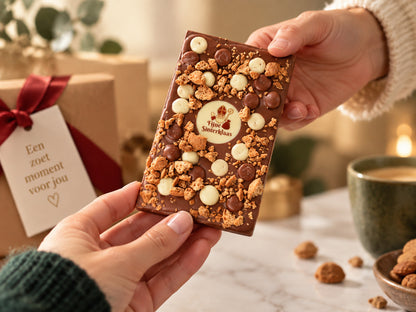 Zakelijk Sinterklaas cadeau met Sophie & Philou pepernoten chocoladereep