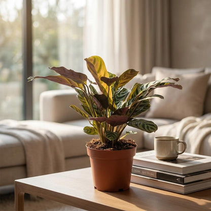 Green boutiQ - Ctenanthe Burle Marxii - Visgraatplant - 4 Planten - Pot 12cm - Hoogte - 30cm