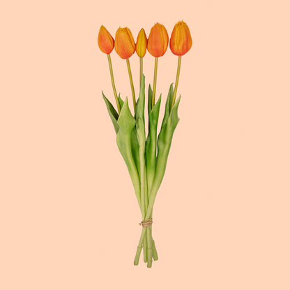 Tulpen boeket Oranje - 10 stuks - 'Real Touch' Kunst tulpen - 42 cm