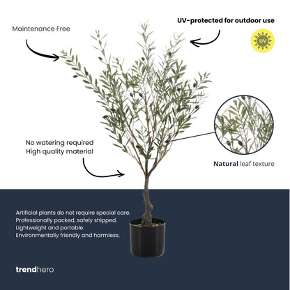 Artificial Olive tree in pot - kunstplant - UV - 90 cm