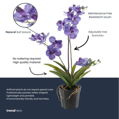 Orchidee Vanda, künstliche Pflanze, 60 cm – Lila – Im Topf – Künstliche Pflanze