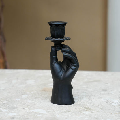 Kandelaar - Hand Zwart - ↑ 20 cm