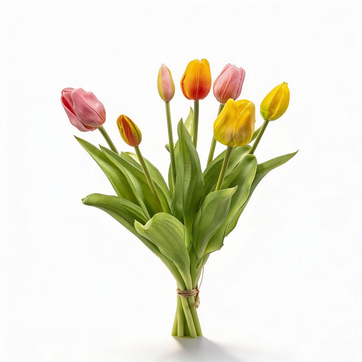 Tulpenstrauß – Fröhliche Mischung – Künstliche Tulpen „Real Touch“ – 7 Stiele – 42 cm