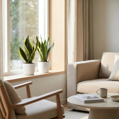 Green boutiQ - Sansevieria Future Superb - Vrouwentong - 1 Plant - met Potter Wit - Pot 12cm - Hoogte - 35cm