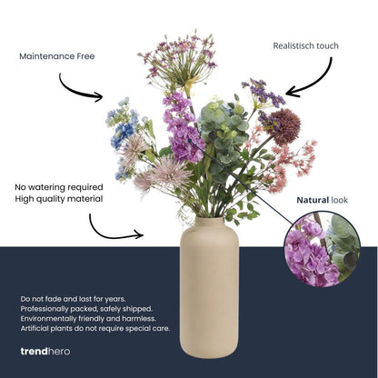 Kunstbloemen boeket - Purple Bloom Deluxe - Real Touch - 10 stelen - ↑ 90 cm