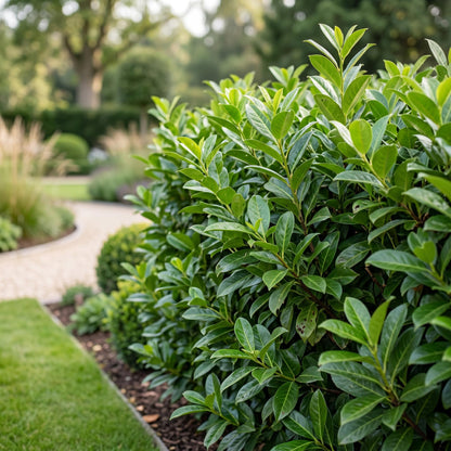 Green boutiQ - 16x Prunus laur. Novita - Laurierkers - Haagplanten - Groenblijvend - Groen - Pot 9cm - Hoogte 25-35cm