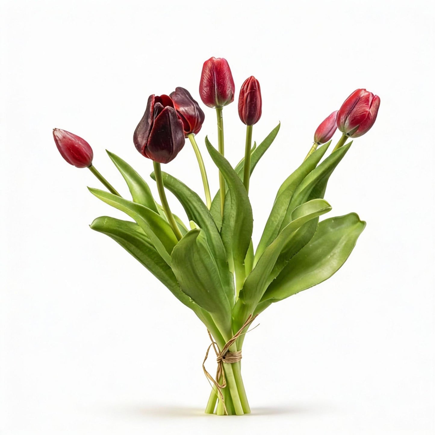 Tulpenstrauß – Tiefrot – Künstliche Tulpen „Real Touch“ – 7 Stiele – 42 cm