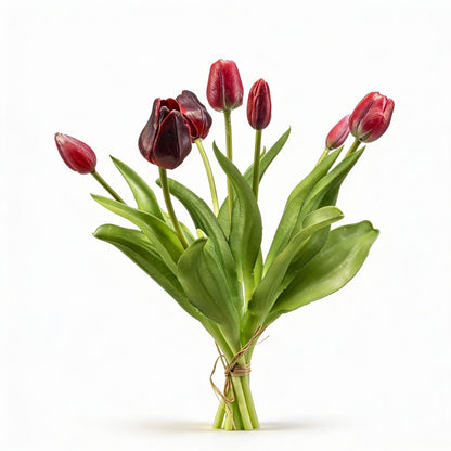 Tulpenstrauß – Tiefrot – Künstliche Tulpen „Real Touch“ – 7 Stiele – 42 cm