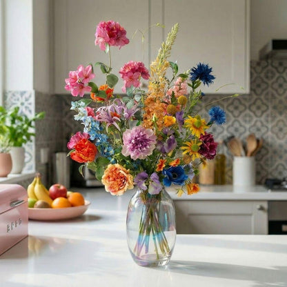 Kunstbloemen boeket - Summer Garden Deluxe - Real Touch - 19 stelen - ↑ 100 cm - Zijden bloemen