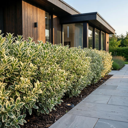Green boutiQ - 8x Euonymus japonicus White Spire - Kardinaalsmuts - Haagplanten - Groenblijvend - Wit - Groen - Pot 9cm - Hoogte 20-30cm