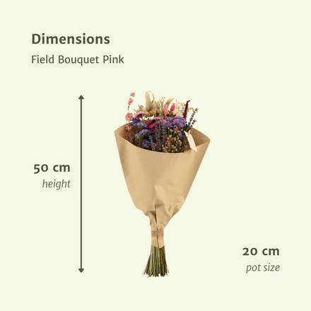 Dried flowers Field Bouquet Pink - Ø20cm - ↕50cm