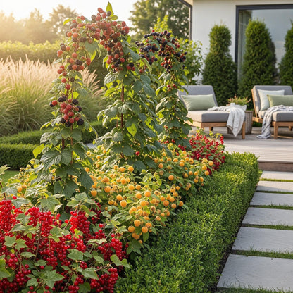 Green boutiQ - Fruitplanten - Tricolour - Rode Bes - Gele Framboos - Zwarte Braam  - Winterhard - 3 Planten - Pot  9cm