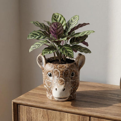 Planter Giraf D11/14x11cm - Bruin - D11/14x11cm