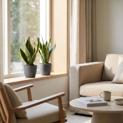 Green boutiQ - Sansevieria Future Superb - Vrouwentong - 1 Plant - met Potter Grijs - Pot 12cm - Hoogte - 35cm